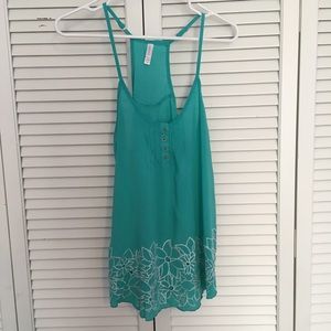 Blue, Teal Flower Tank Top